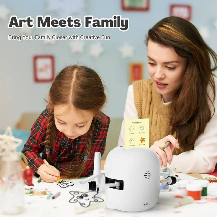 Children's interactive drawing robot kit with 150 activity cards for creative play, art, and learning.