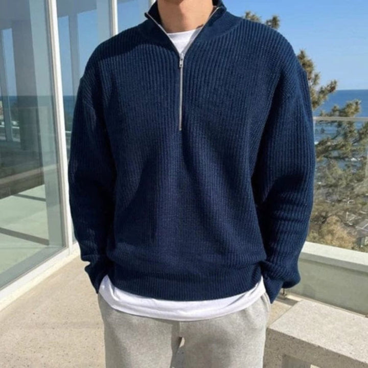 Men's Harajuku knit sweater. Vintage-style pullover for cozy autumn & winter streetwear. Stylish & warm layering.
