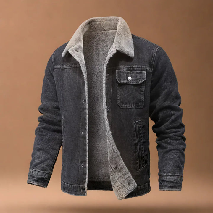 Everyday classic blue denim jacket, versatile outerwear for spring & fall fashion.