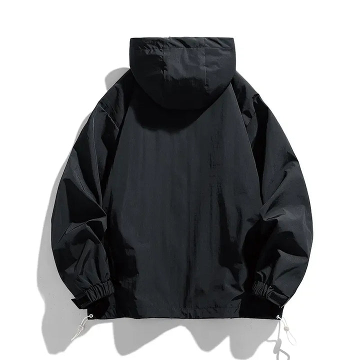 Adjustable men's casual windbreaker jacket. Modern, all-season outerwear for lightweight comfort.