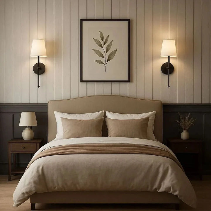 Wireless battery operated wall sconces (set of 2) with remote control. Dimmable, rechargeable LED ambient light.