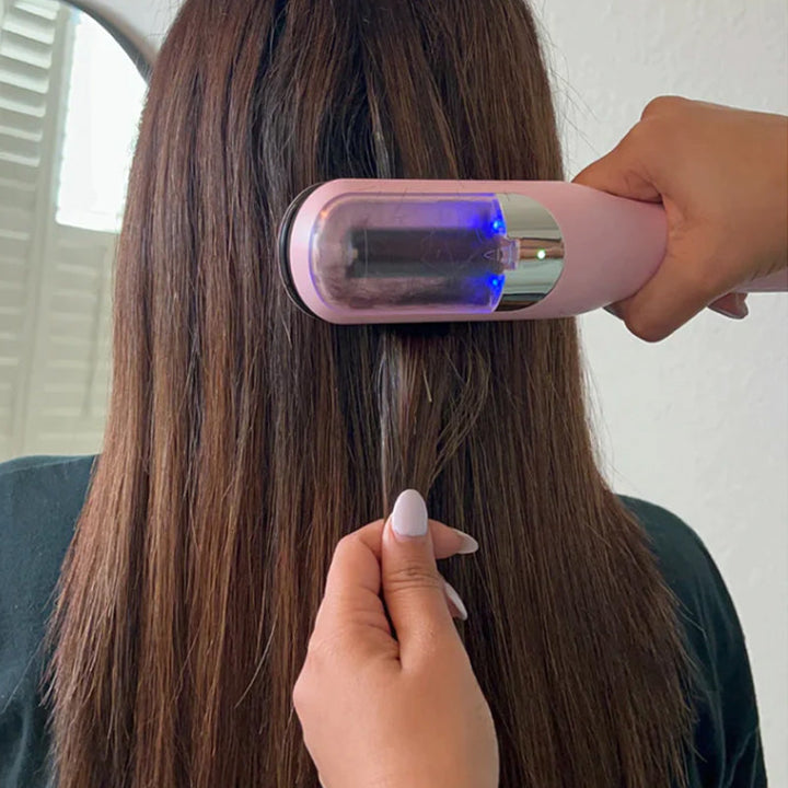 Innovativer 2-in-1-Haarglätter und Lockenstab in elegantem Design, erhältlich in Rot, Silber, Rosa, Weiß und Schwarz.