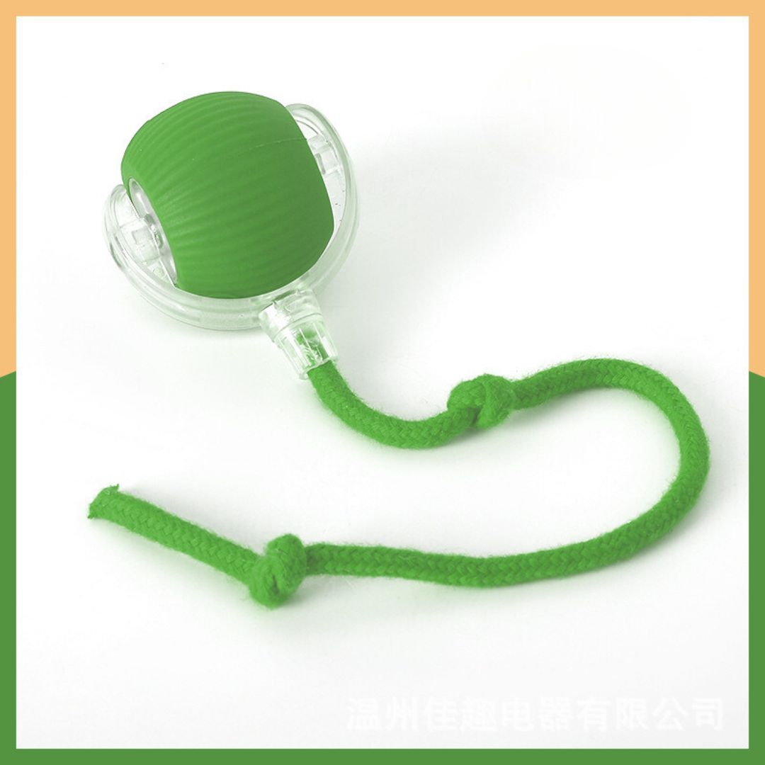 Self-moving cat toy ball with a delicate feather tail, perfect for solo play