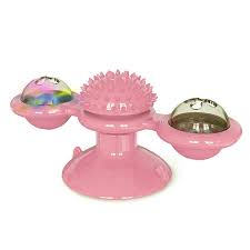 Engaging cat spinner toy: a multi-level carousel with feather attachment for active feline play.