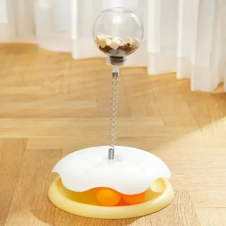 Durable interactive cat toy tumbler, serving as a pet feeder and mental stimulation puzzle.
