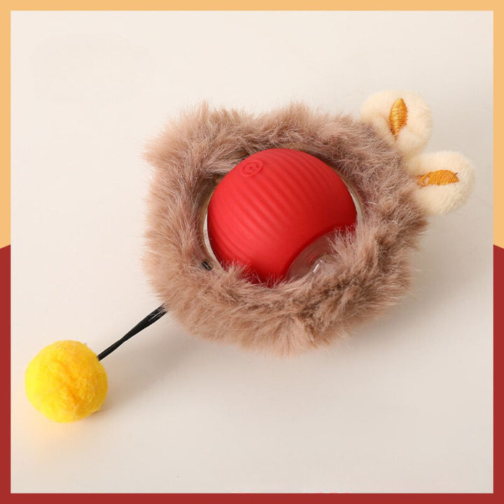 Plush fur ball cat toy with automatic movement for engaging kitten playtime