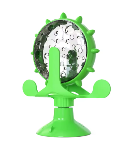 Puzzle treat dispenser cat toy designed for feeder functions and engaging pet play.