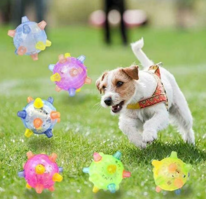 Robust interactive pet play ball, a flashing and sound-emitting dog toy for endless entertainment