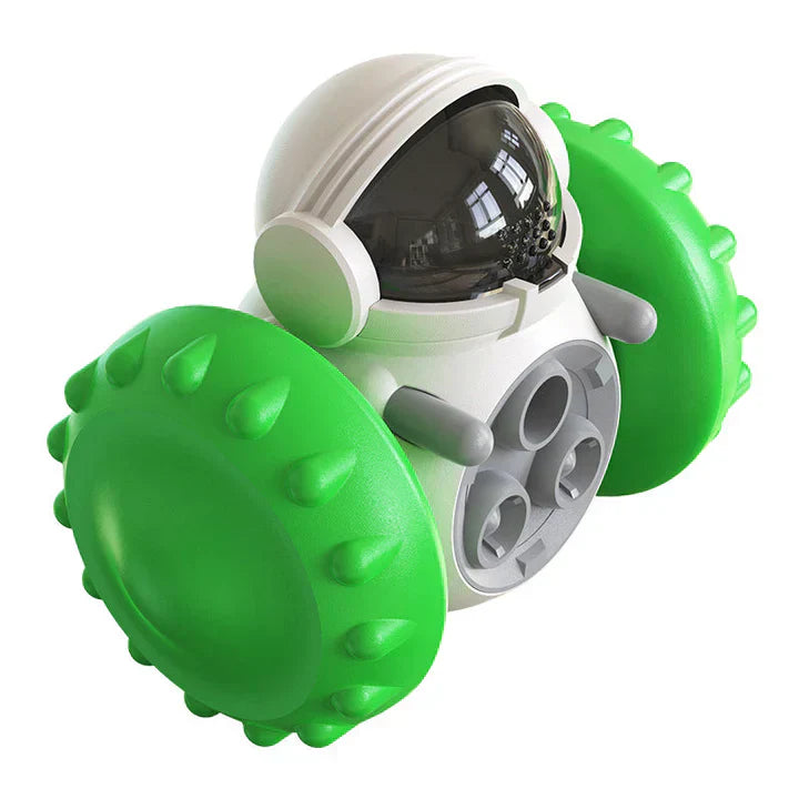 Cat interactive feeder with wheels, a durable pet toy designed for slow feeding and enrichment.