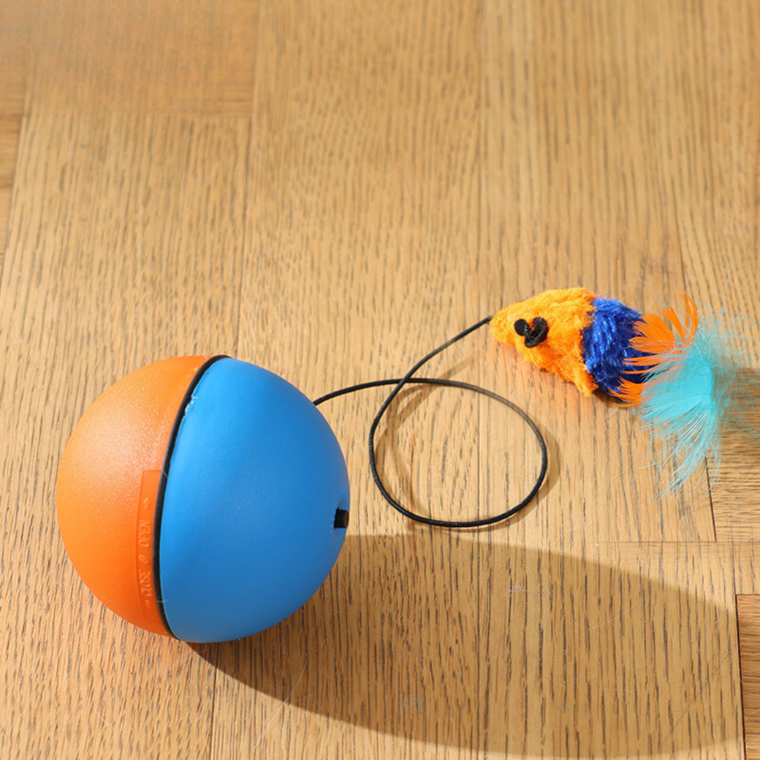 Feline interactive cat ball toy with tail for engaging and automatic playtime