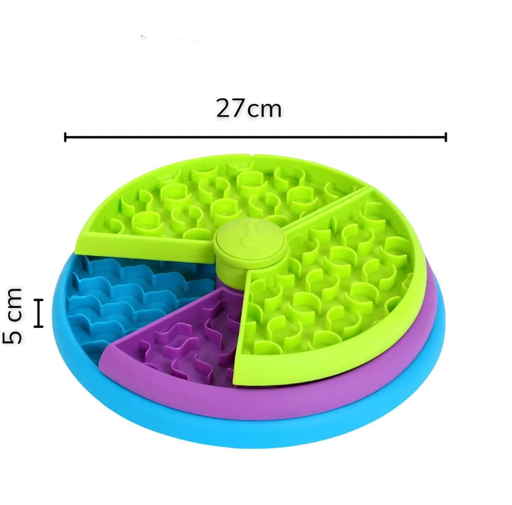 Slow feeder dog bowl with engaging levels, promoting mental enrichment and healthy eating habits for pets