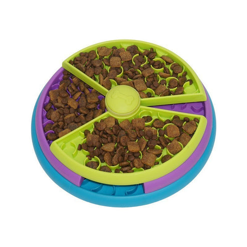 Durable slow eating pet bowl for mental stimulation, ideal for cats and dogs and pet care.
