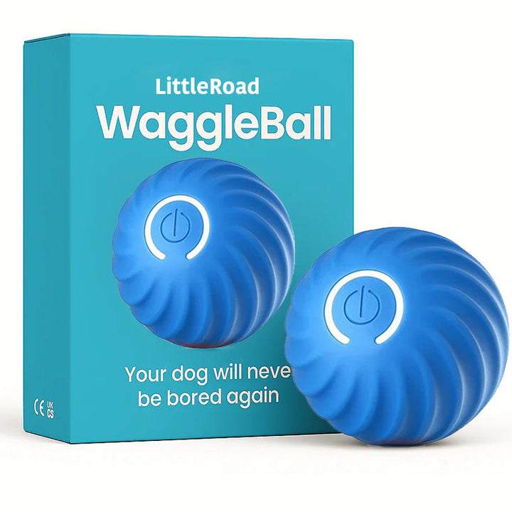Interactive pet ball glowing red for dogs and cats. Rechargeable, motion-activated dog toy.