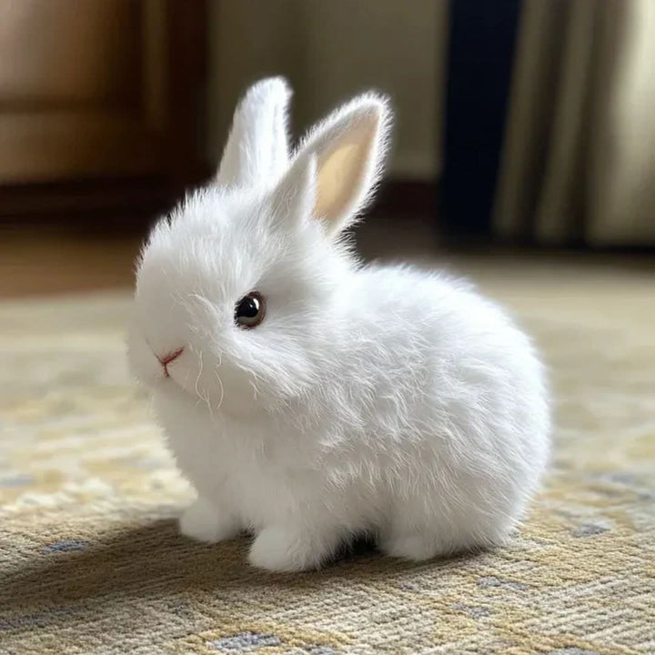 Soft interactive bunny plush, an adorable animated animal for a children's holiday gift.