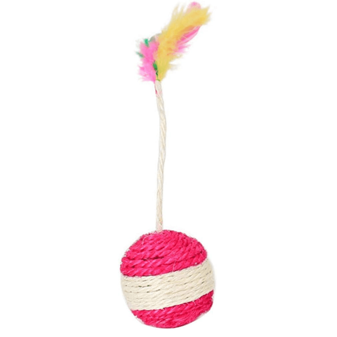 Interactive sisal scratching ball cat toy for feline playtime and durable scratching post fun