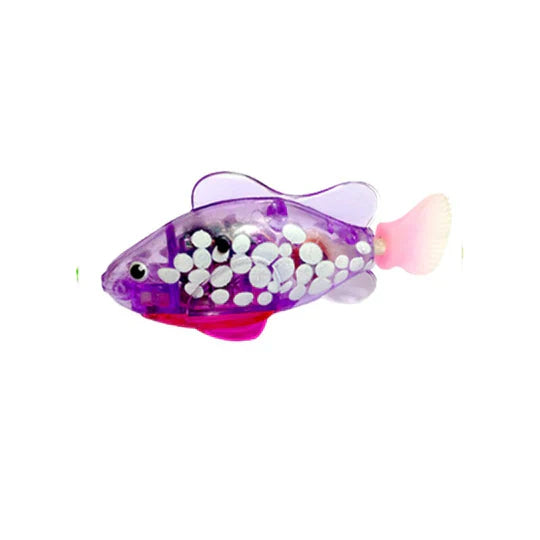 Battery-operated swimming fish pet toy creating an exciting play experience