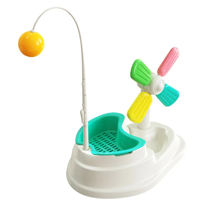Cat accessories: windmill toy attached to a window, providing interactive entertainment for pets