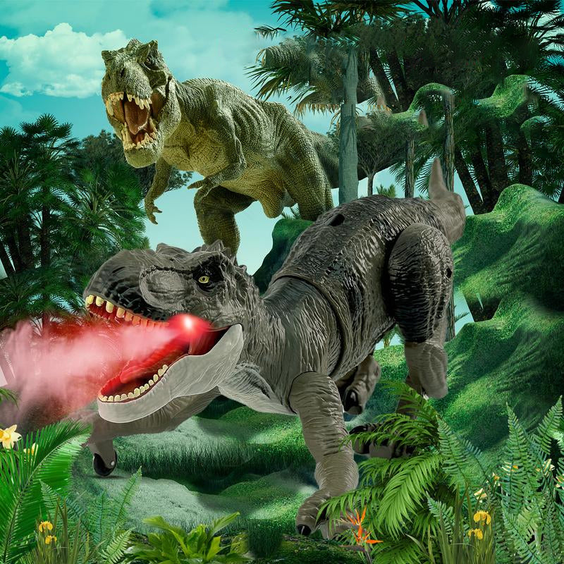 Interaktiver Dino-Spielzeug mit Nebel, LED, lebensechten Bewegungen für Kinder - Abenteuer im prähistorischen Stil.