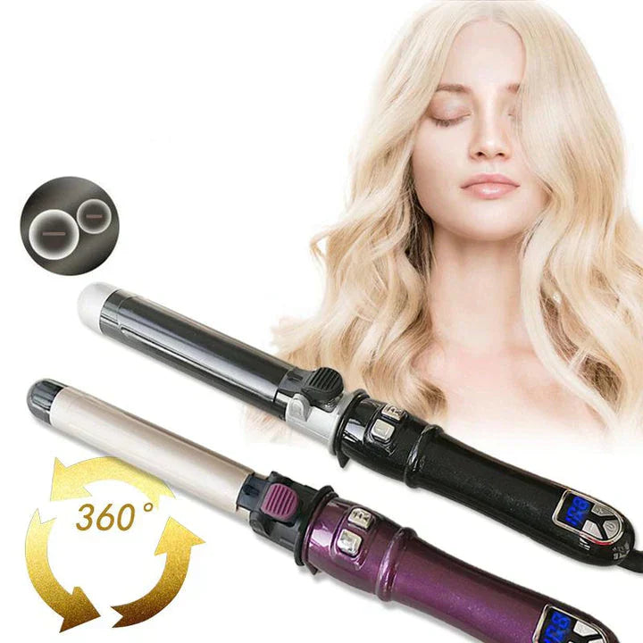 "Kabelloser Lockenstyler für perfekte Locken in 8 Sekunden, lila/schwarz, kompakt und tragbar, ideal für alle Haartypen."