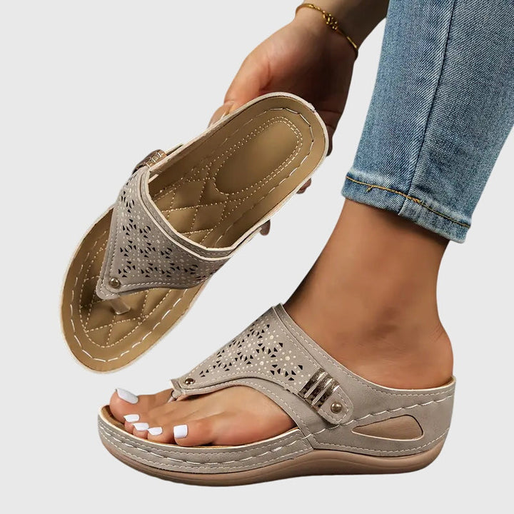 Women's Kaylie comfort wedge sandals, orthopedic & stylish slip-ons, ideal for arch support & summer.
