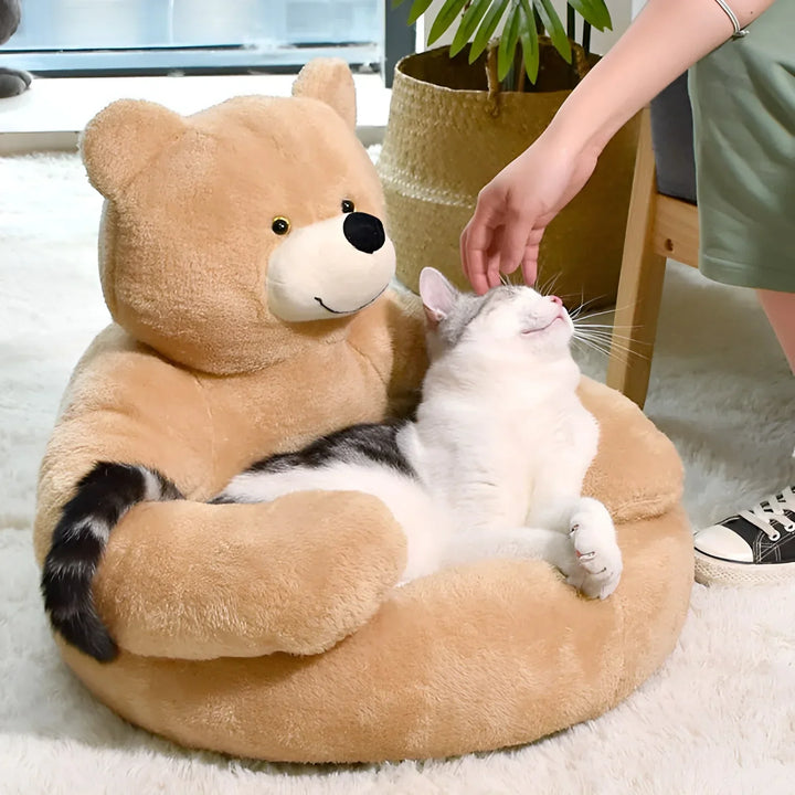 Luxury teddy bear pet bed for small dogs, extra soft and cozy, washable