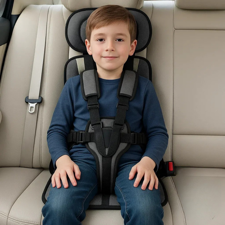 Kids' portable travel car seat harness for toddlers. Compact safety restraint for car travel, easy to install.