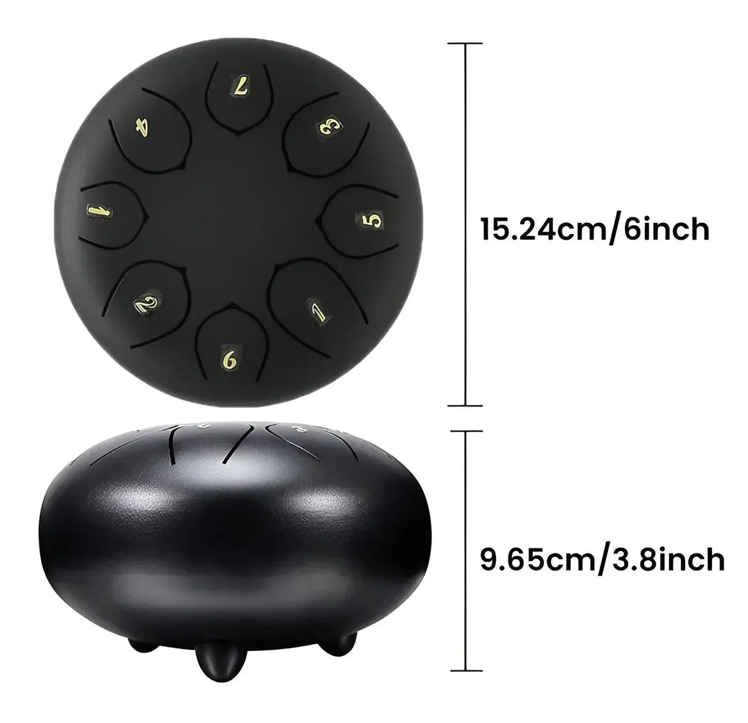 "Kinder Zungentrommel aus Stahl mit sanftem Klang, ideal für kleine Musiker, robust und einfach spielbar."