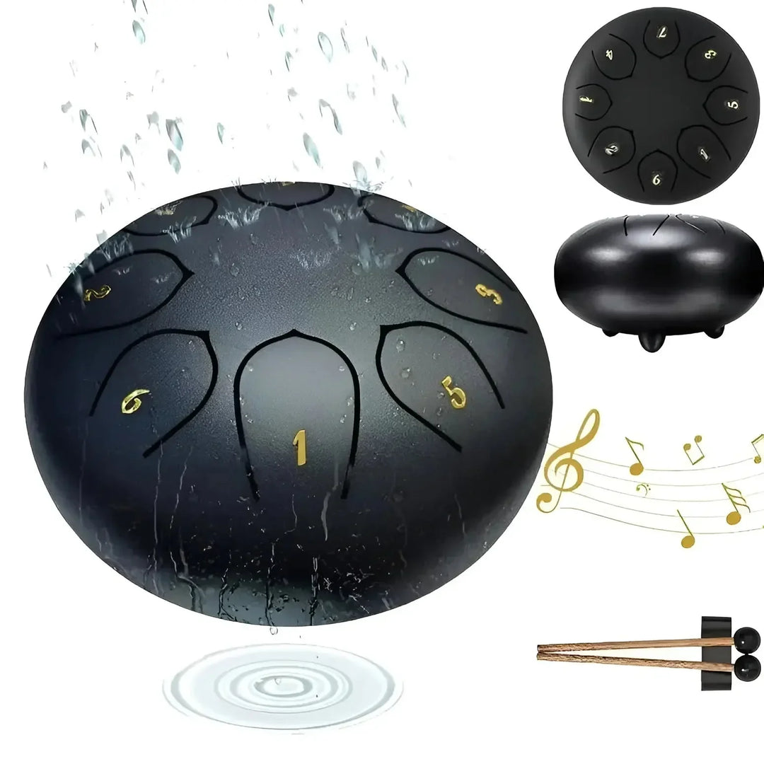 "Kinder Zungentrommel aus Stahl mit sanftem Klang, ideal für kleine Musiker, robust und einfach spielbar."