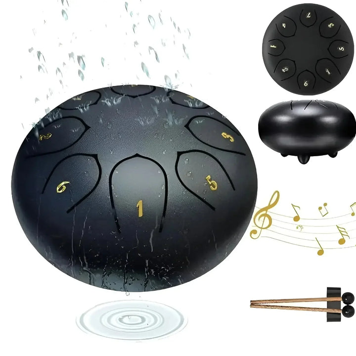 "Kinder Zungentrommel aus Stahl mit sanftem Klang, ideal für kleine Musiker, robust und einfach spielbar."