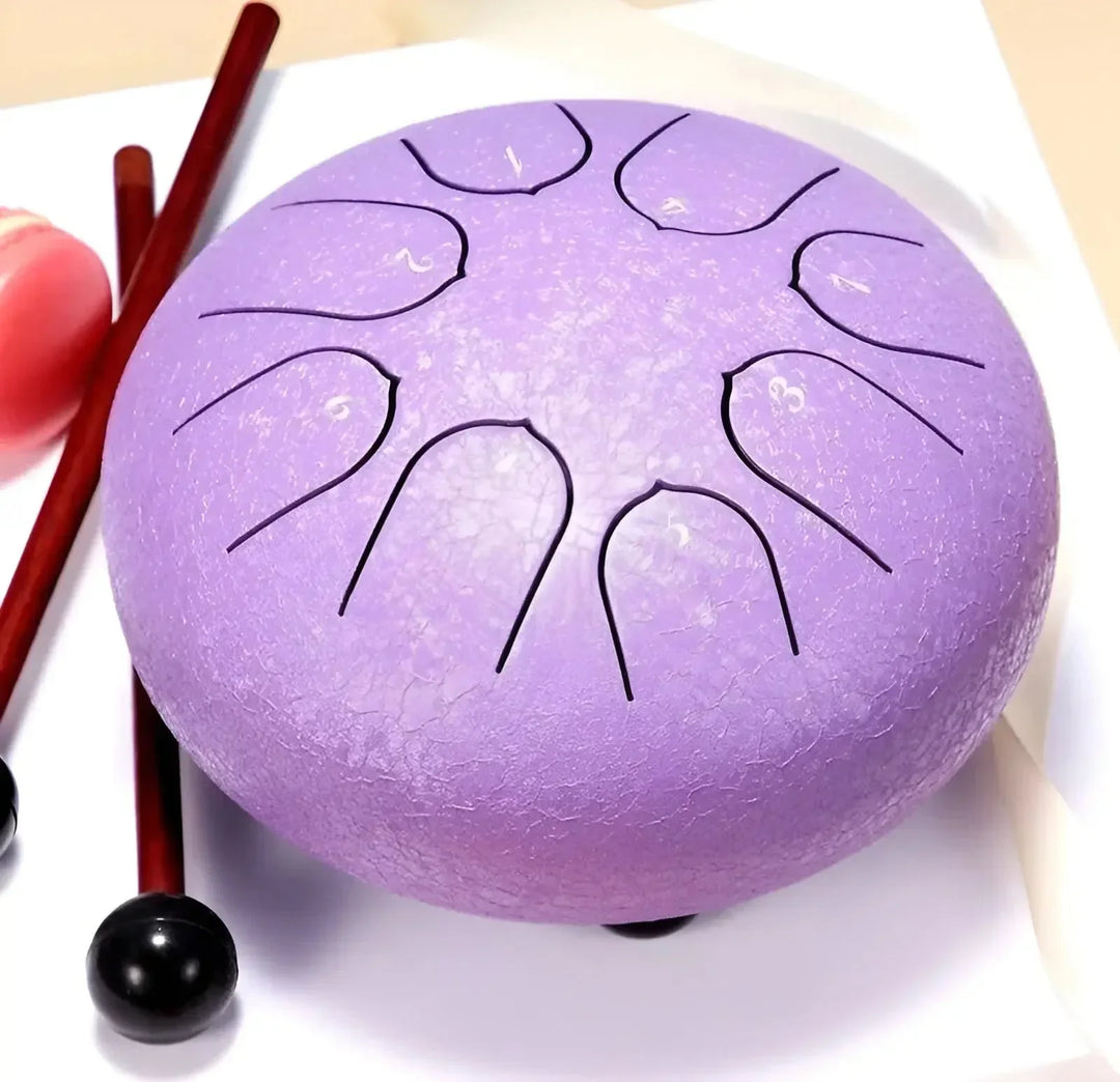 "Kinder Zungentrommel aus Stahl mit sanftem Klang, ideal für kleine Musiker, robust und einfach spielbar."