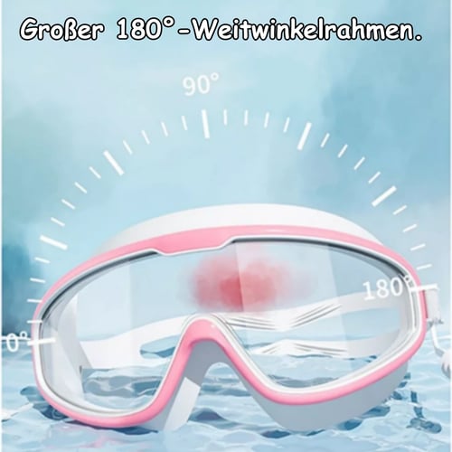 Kinderschwimmbrille, Anti-Beschlag, große Linsen, blaue Dichtung, elastische Bänder, ideal für klare Sicht und Komfort im Was