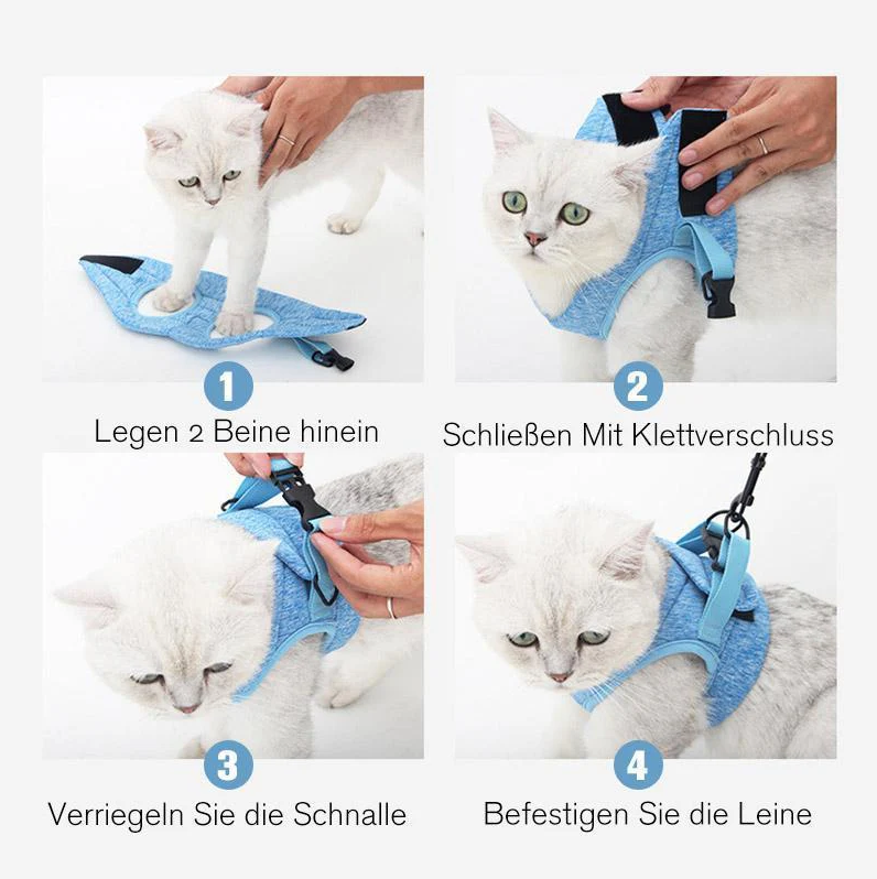 "Komfortables, atmungsaktives Katzen-Geschirr mit Anti-Ausbruchs-Funktion und Leine, ideal für sichere Spaziergänge."