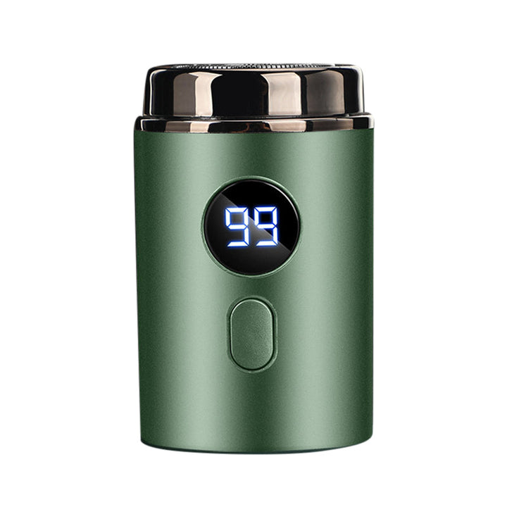 "Kompakter elektrischer Rasierer, Avocado Grün & Stjern Silber, USB-C, für Reisen, wasserdicht, hygienisch waschbar."