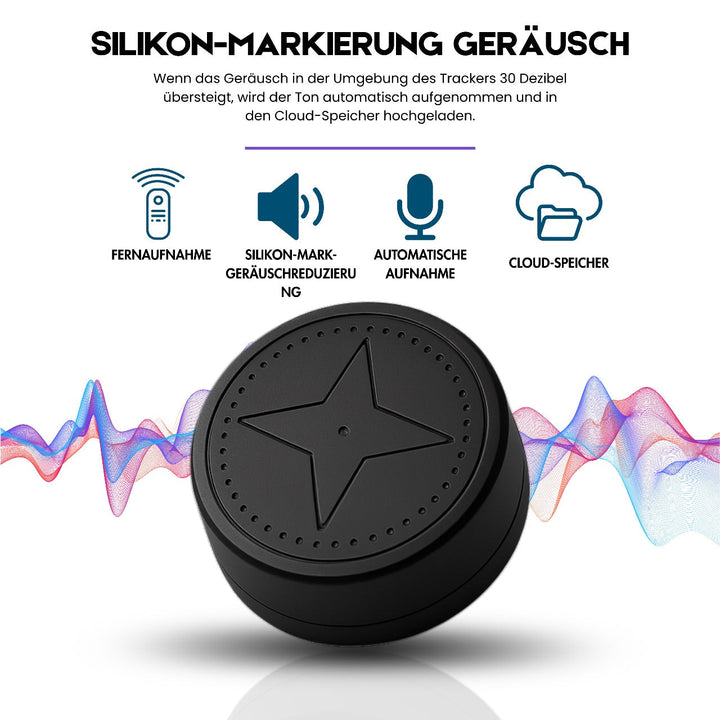 "Kompakter GPS-Tracker, schwarz, magnetisch befestigbar, für Echtzeitverfolgung. Klein, unauffällig, robustes Design."