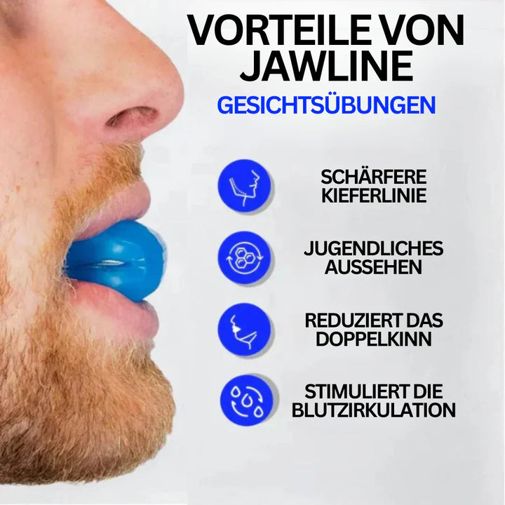 Kompakter Kiefertrainer aus Silikon, der mit Zubehör geliefert wird, ideal für gezielte Muskelaktivierung und Gesichtskonture