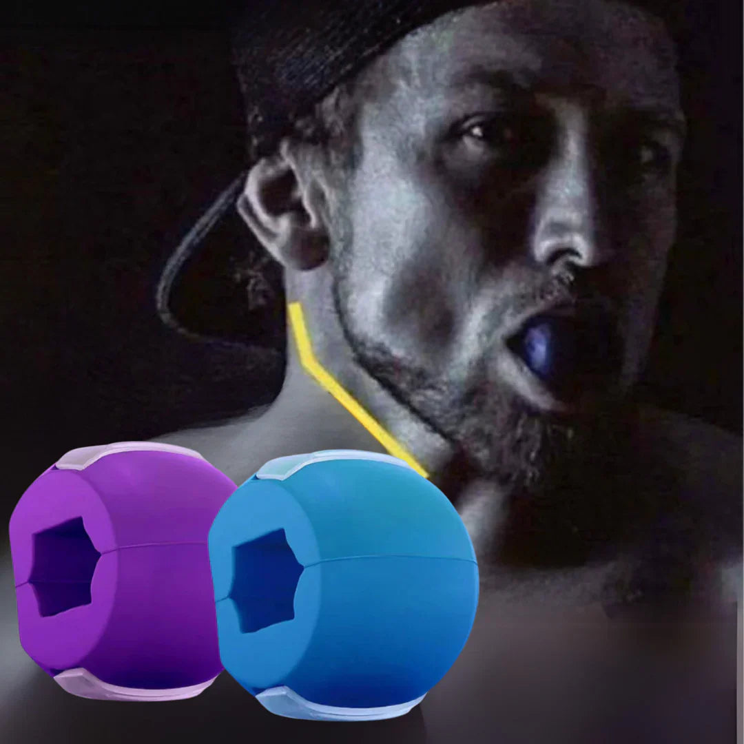 Kompakter Kiefertrainer aus Silikon, der mit Zubehör geliefert wird, ideal für gezielte Muskelaktivierung und Gesichtskonture