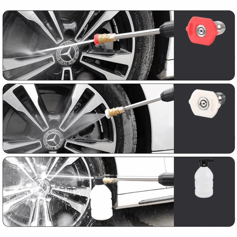 "Kompakter tragbarer Hochdruckreiniger beseitigt Schmutz, ideal für Auto- und Haushaltsreinigung; elektrisches Gerät in Aktio