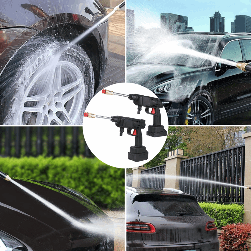 "Kompakter tragbarer Hochdruckreiniger beseitigt Schmutz, ideal für Auto- und Haushaltsreinigung; elektrisches Gerät in Aktio