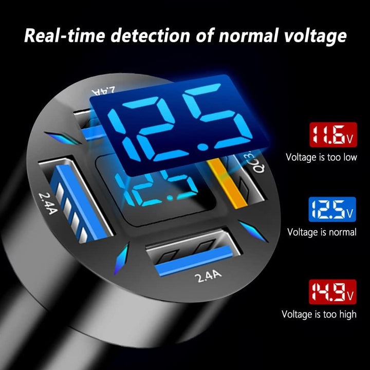 "Kompaktes 66W Autoladegerät mit USB PD und QC 3.0 für superschnelles Laden, Schwarz, passt in 12-24V Steckdosen."