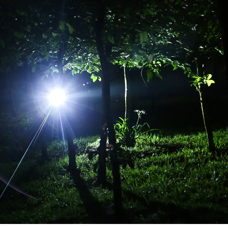 "Kraftvolle wasserfeste LED Stirnlampe mit Zoom und USB-wiederaufladbarem Akku, superhell, ideal für Outdoor-Abenteuer."