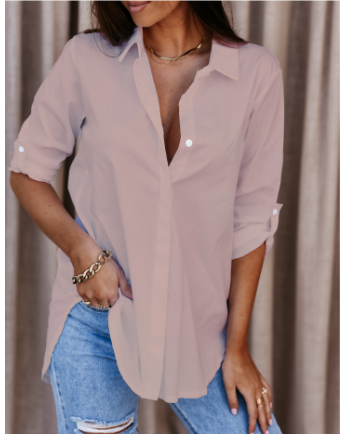 Langärmelige Damenbluse in Beige, klassisches Design mit weichem Stoff, ideal für Büro und besondere Anlässe.