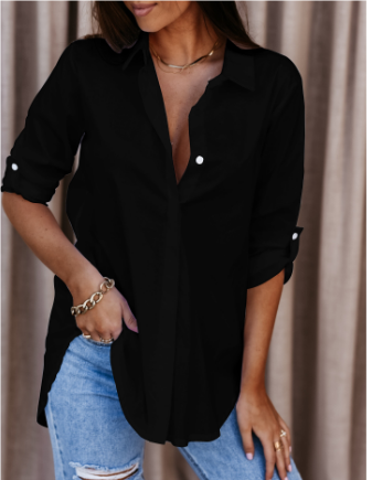 Langärmelige Damenbluse in Beige, klassisches Design mit weichem Stoff, ideal für Büro und besondere Anlässe.