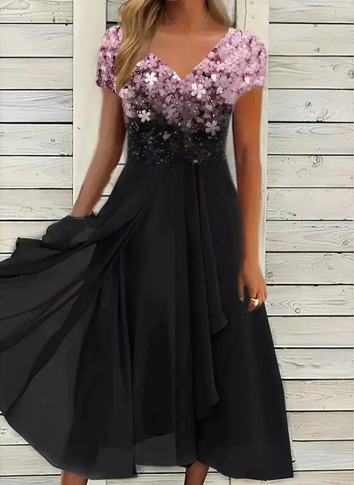 "Langes, elegantes Damenkleid in Schwarz mit anmutiger Silhouette, ideal für Abendveranstaltungen, Größen 2XL-5XL."