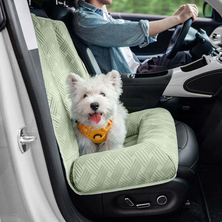 Unisex pet travel bolster car seat bed with cooling technology for large dogs, easy clean fabric.
