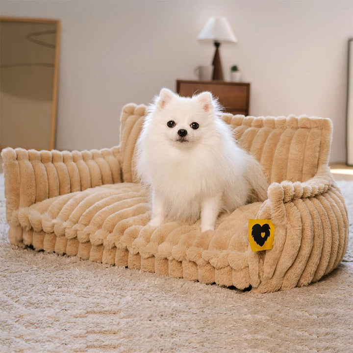 Pet bed, large orthopedic sofa style, with neck support headrest, washable