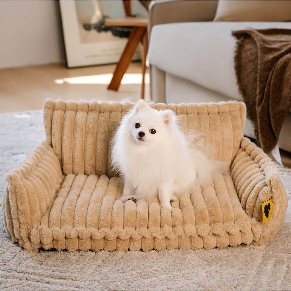 Large format dog sofa with headrest, washable cover, ideal for pet relaxation