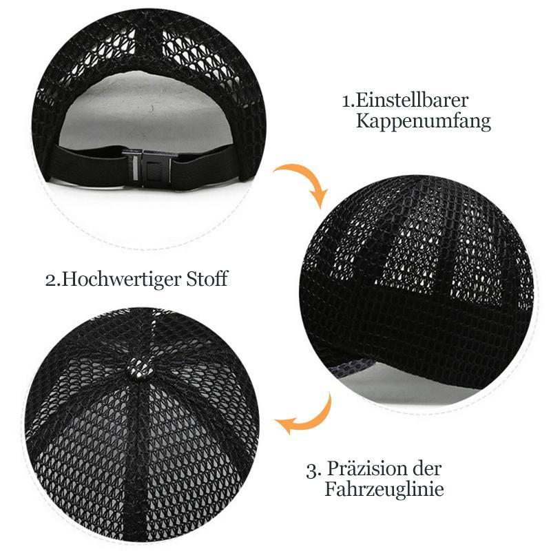 Lässige Baseballmütze mit Mesh-Panel, verstellbar, dunkelblau, ideal für Outdoor-Sommerabenteuer und Sportarten.