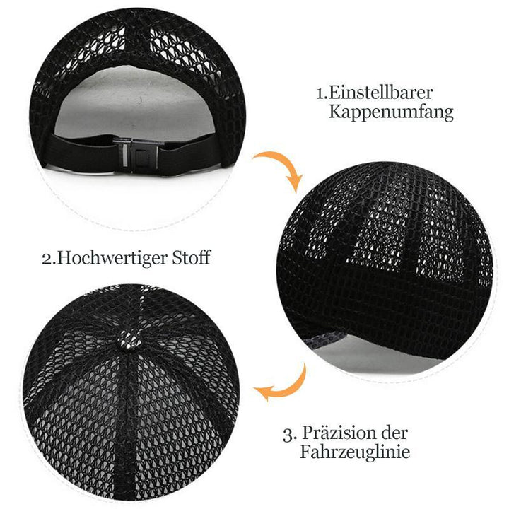 Lässige Baseballmütze mit Mesh-Panel, verstellbar, dunkelblau, ideal für Outdoor-Sommerabenteuer und Sportarten.