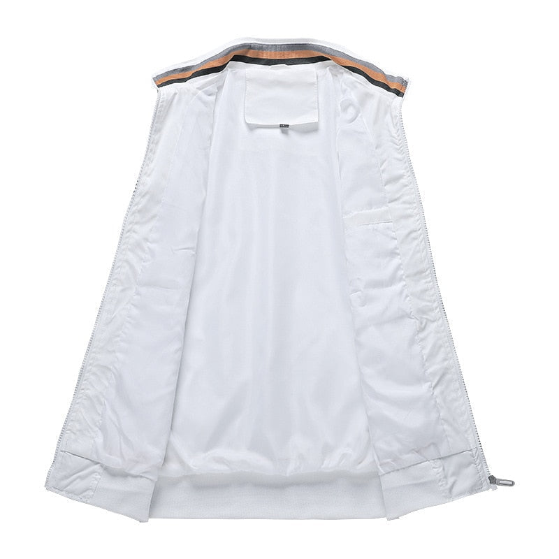 "Lässige Herren Bomberjacke für Herbst, blaue Farbe, lange Ärmel, idealer Schutz vor Wind und leichtem Regen."