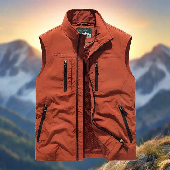 "Lässige multifunktionale Herren Outdoor-Weste, bequem geschnitten, in Farben Blau, Grau, Khaki, Oliv, Rot, Schwarz erhältlic